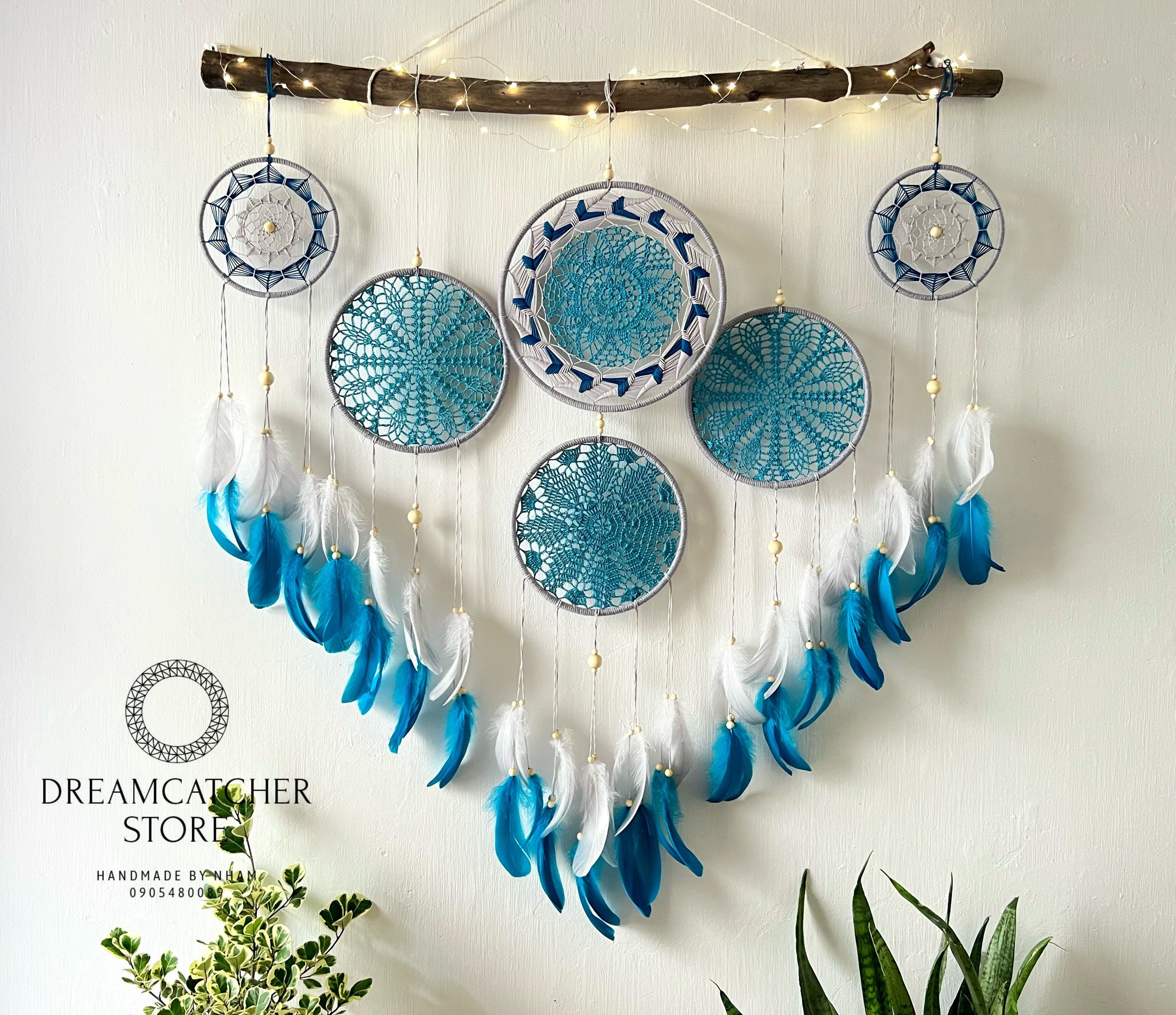 Large Blue Dream Catcher: Boho Macrame Wall Hanging - Etsy