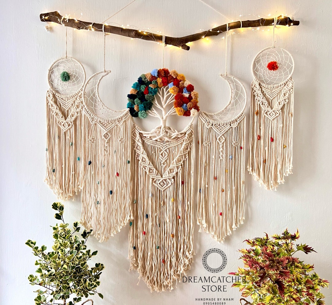 Macrame Dream Catcher Wall Hanging: Boho Tree of Life Decor - Etsy