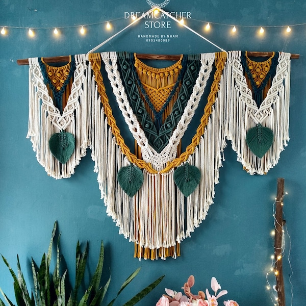 Large Handmade Macrame Wall Hanging: Boho Woven Decor (59.05x43.3in)