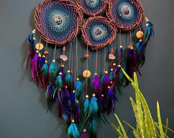 Quartz Stone Dreamcatcher: Natural Wood & Feather Wall Decor
