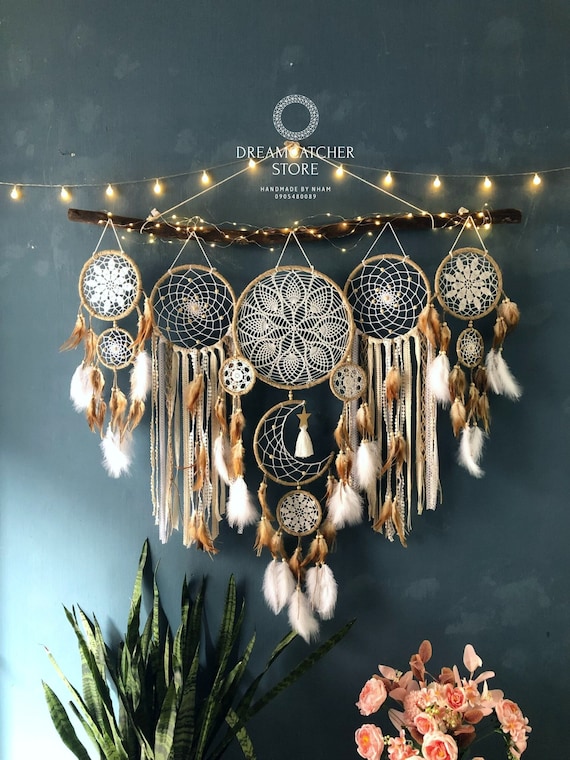 Dreamcatcher Moon and Stars Hanging Over the Bed, Large Dream