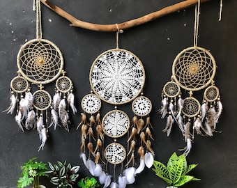 Giant Dreamcatcher Wall Hanging: Bedroom Decor, Ash Wood