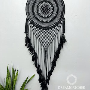 Large Dream Catcher, Macrame Dream Catcher, Dream Catcher Wall Hanging, Macrame Wall Hanging, Giant Dream Catcher, Dreamcatcher Black