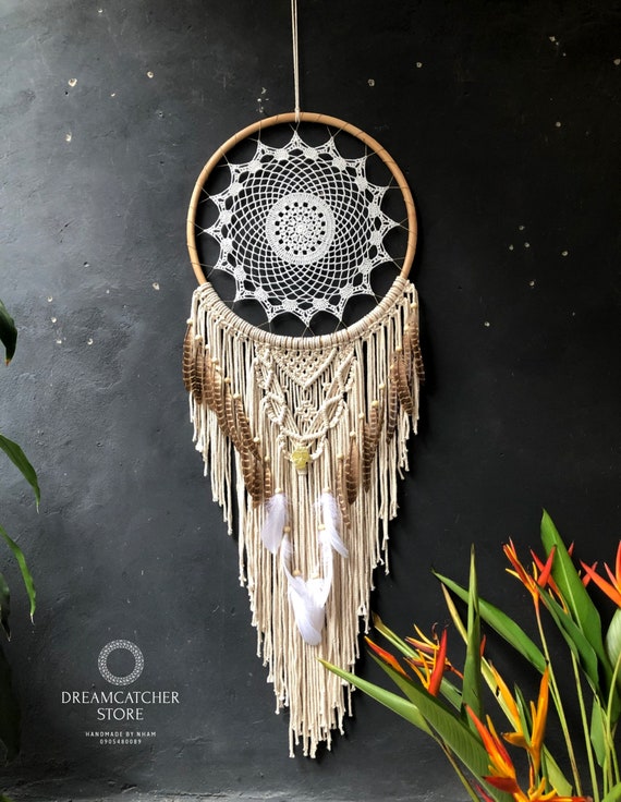 Dream Catcher Large Rough Quartz Stone, Dream Catcher Wall