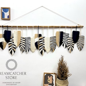 Large Boho Macrame Feather Wall Hanging: Colorful Home Decor