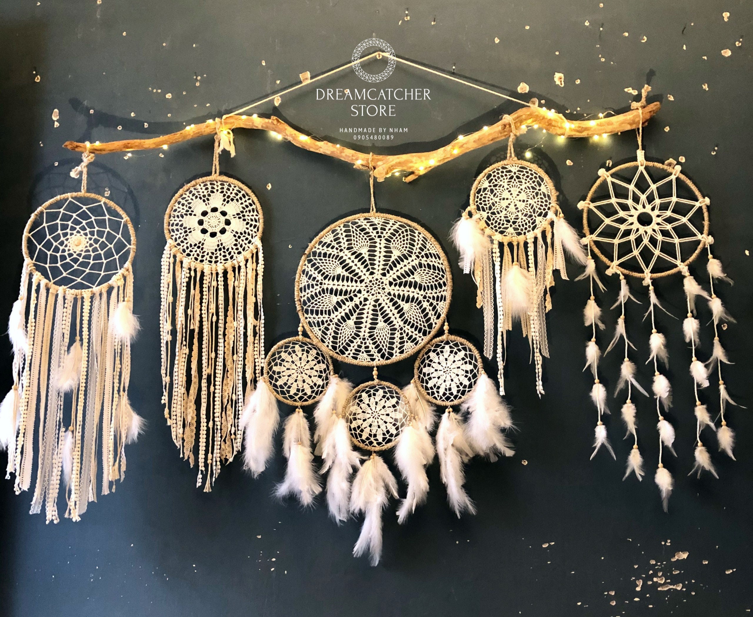 Large Wall Hanging Dreamcatcher Set , Big Dreamcatcher, Wall Dreamcatcher,  Bedroom Ash Dreamcatcher, Pretty Dreamcatcher, Baby Bedroom Decor 