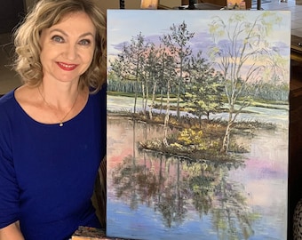 Spring sunrise , Oil Painting, landscapes oil painting, nature art,Wall Art, Home Decor, gift painting, Dinning room Art
