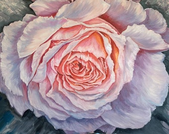 抽象的なバラの油絵、花のキャンバス壁アート - Etsy 日本