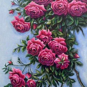 Pink ROSES oil painting, Wall Art, Wall home decor, flower wall art, floral art, large oil painting, roses painting, botanical art, rose art