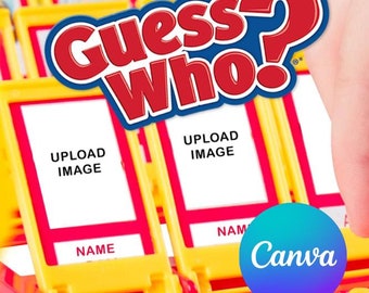 編集可能な「Guess Who」テンプレート：カスタム印刷可能なゲームカード（PDF）