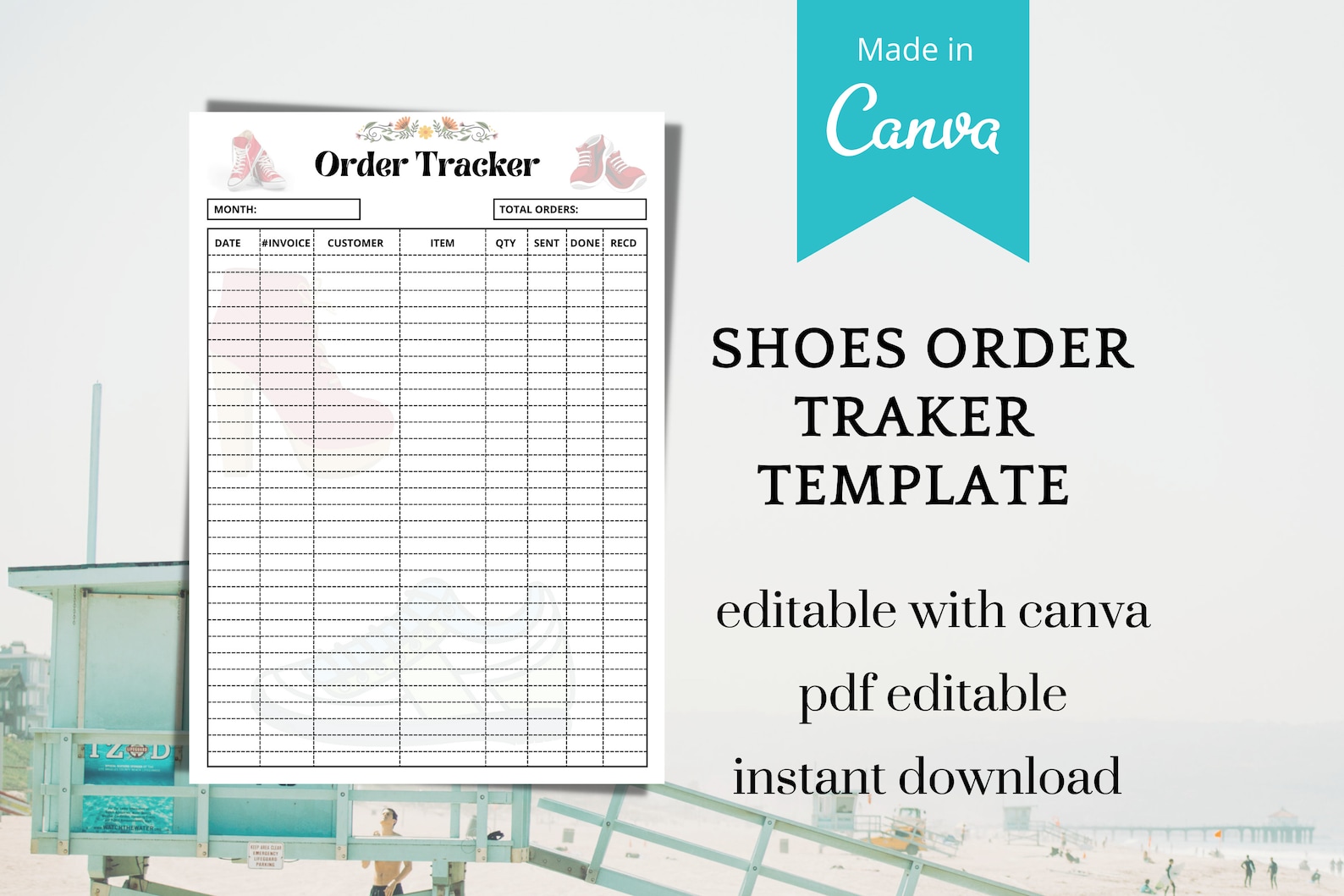 Shoe Order Form Order Tracker Editable Text PDF / Canva Etsy