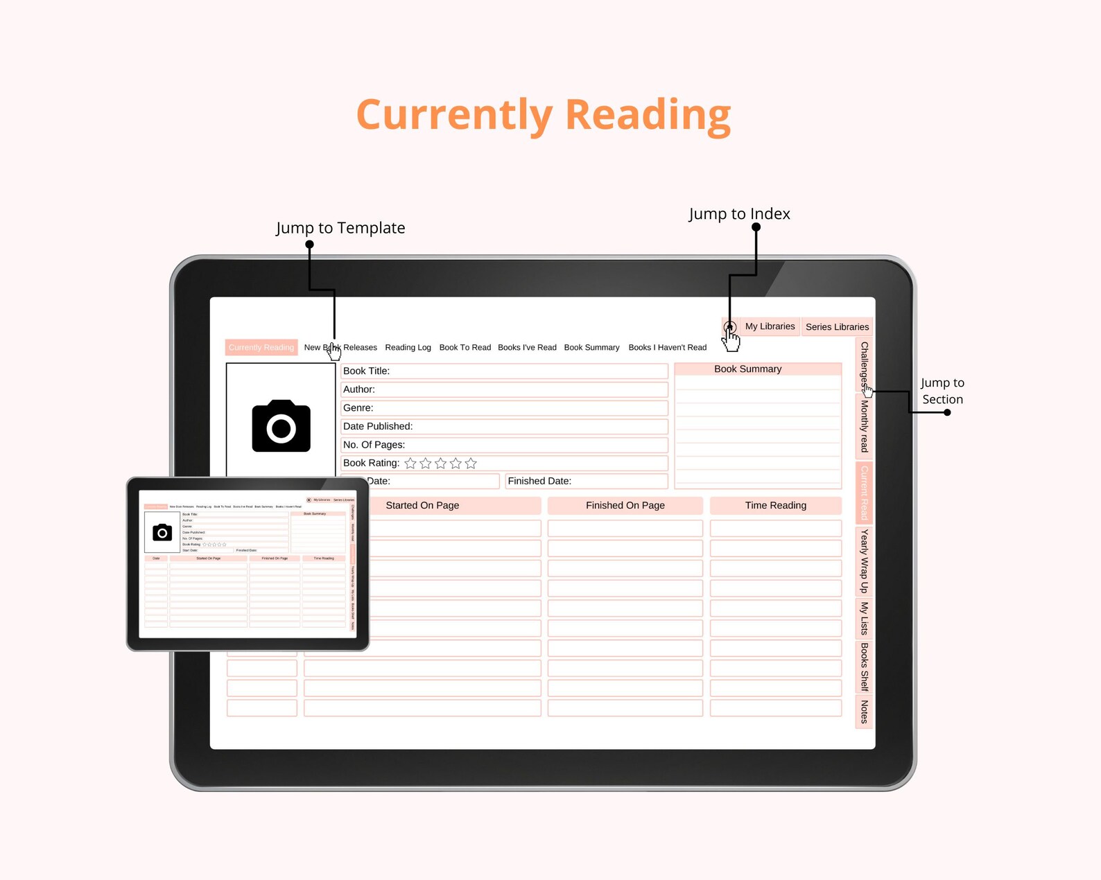 Reading Journal Planner Book Shelf Reading Planner Ipad Etsy