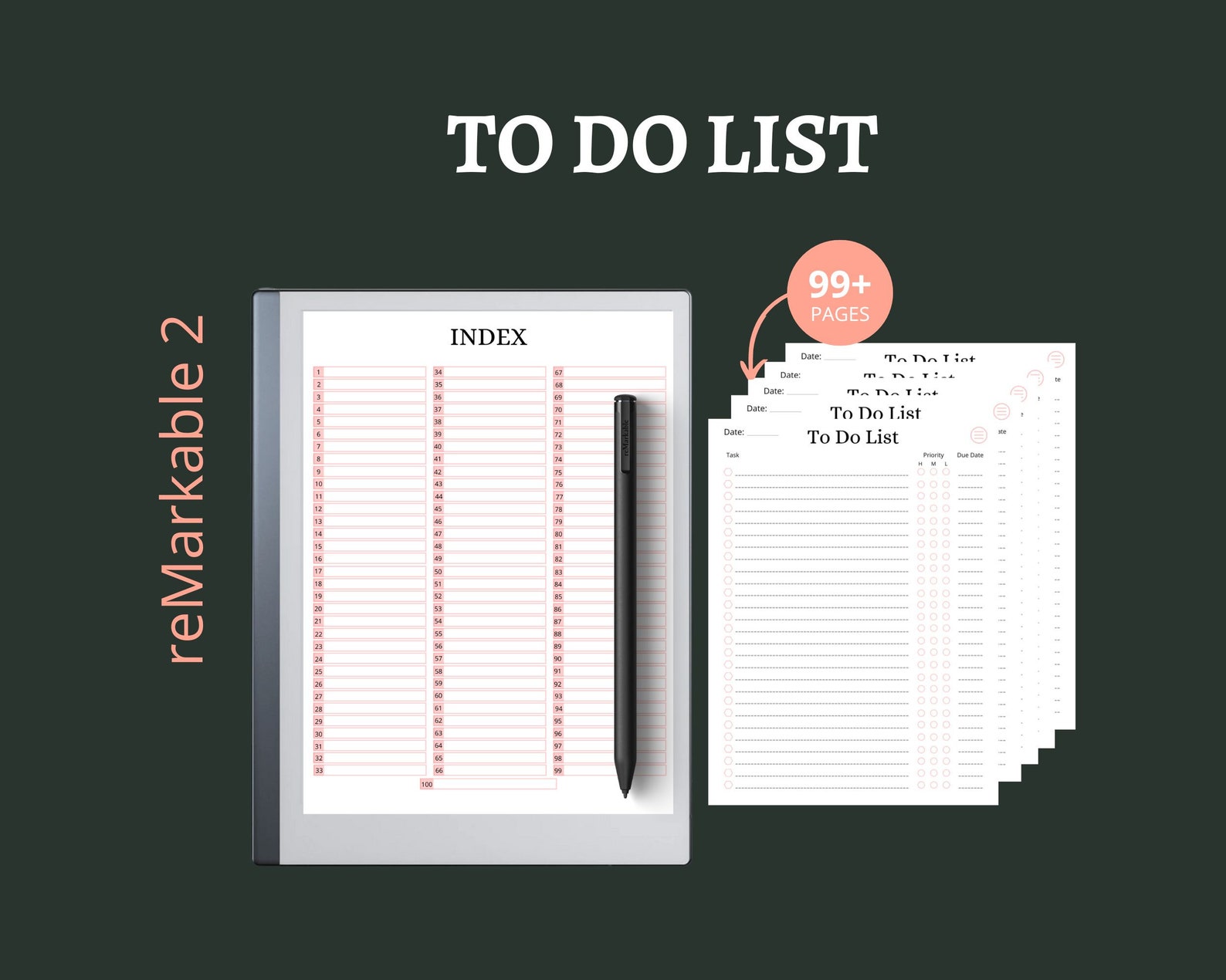 Remarkable 2 to Do List Template Instant Download Etsy