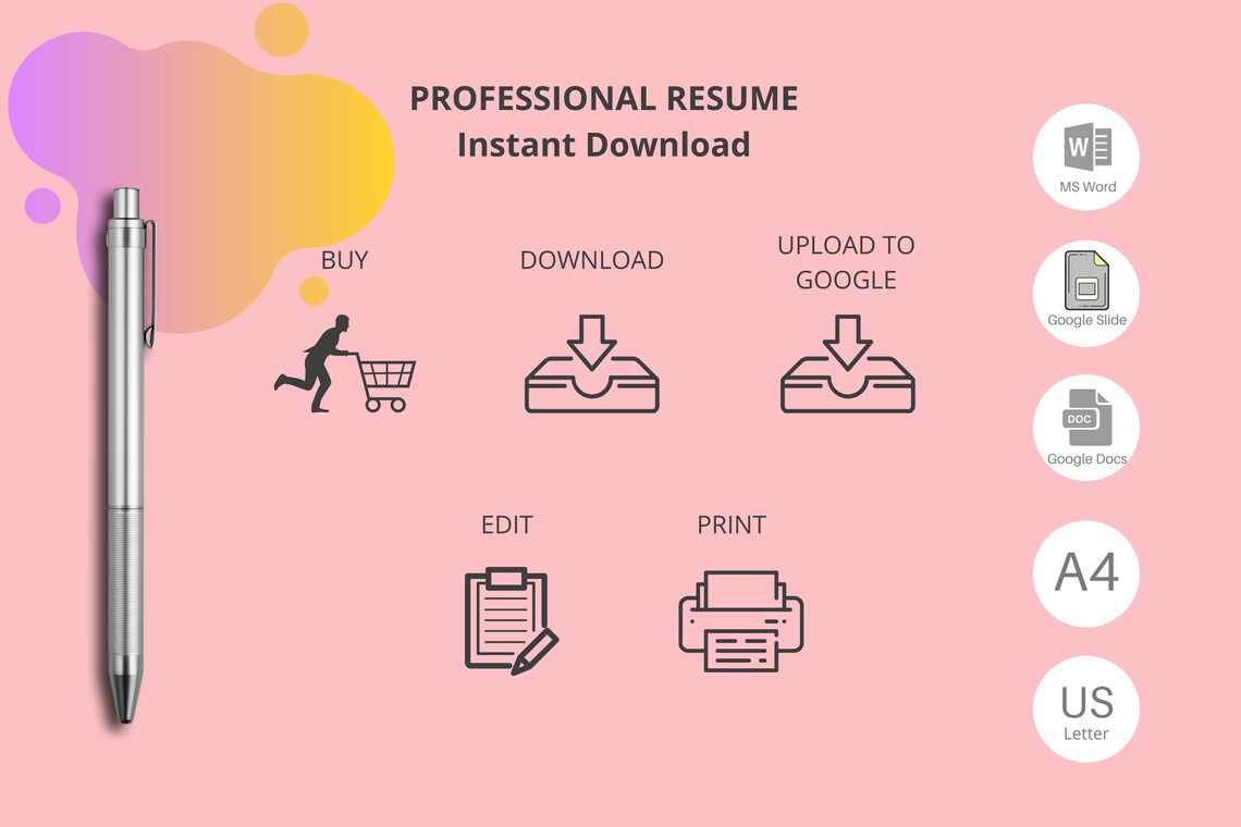 RESUME TEMPLATES GOOGLE Docs Word Resume Template Resume Etsy