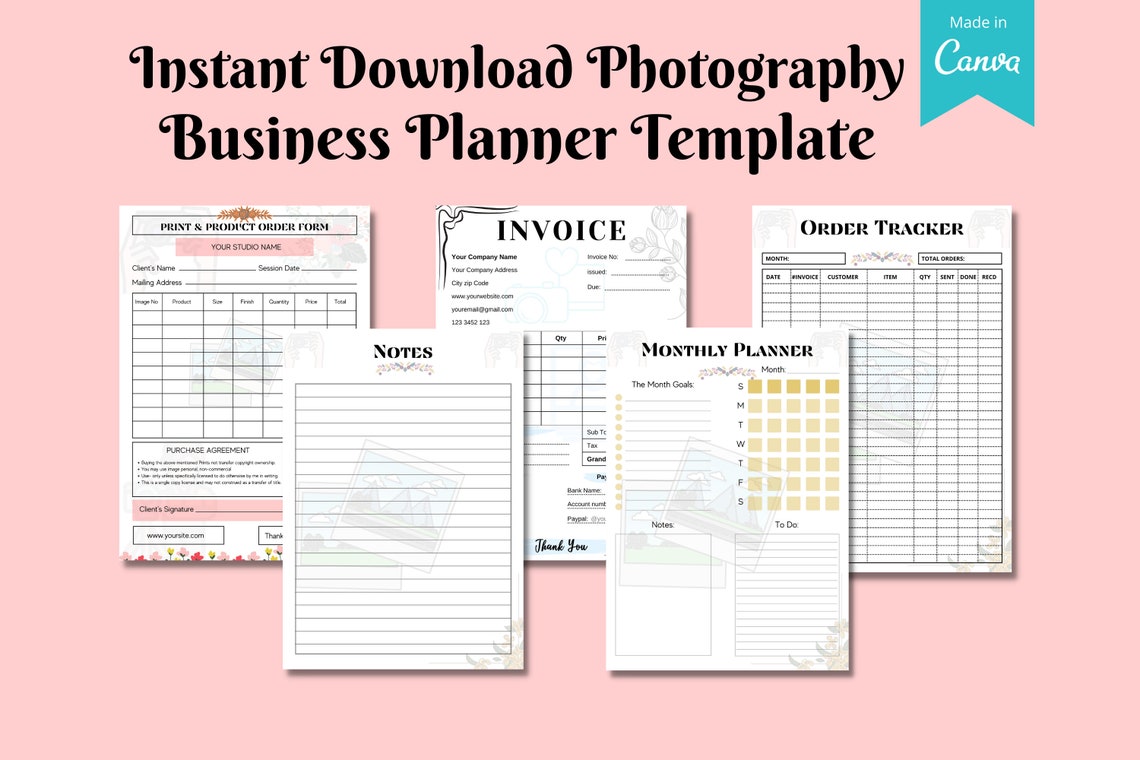 Instant Download Photography Business Planner Template Order Etsy