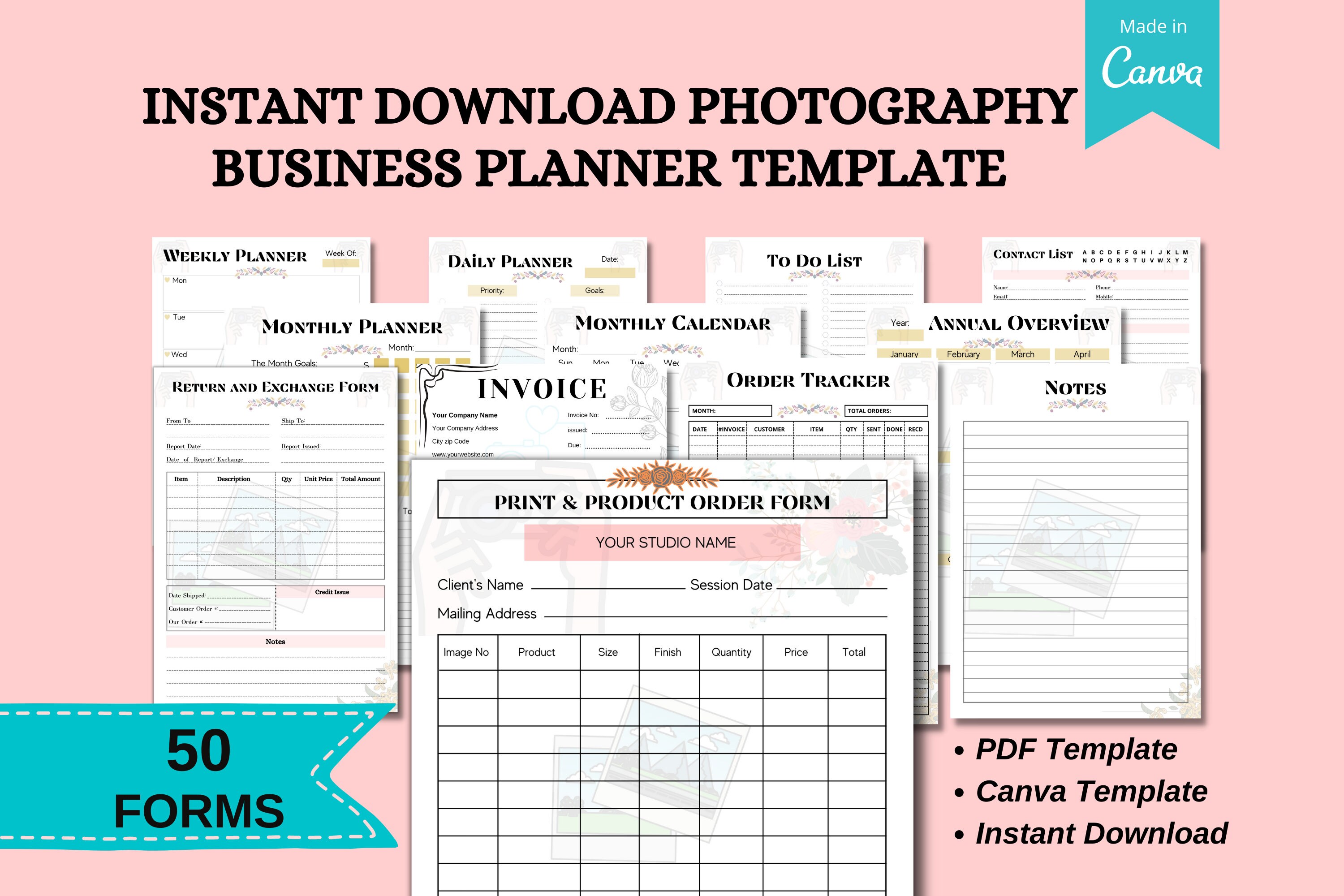 Instant Download Photography Business Planner Template Order Etsy