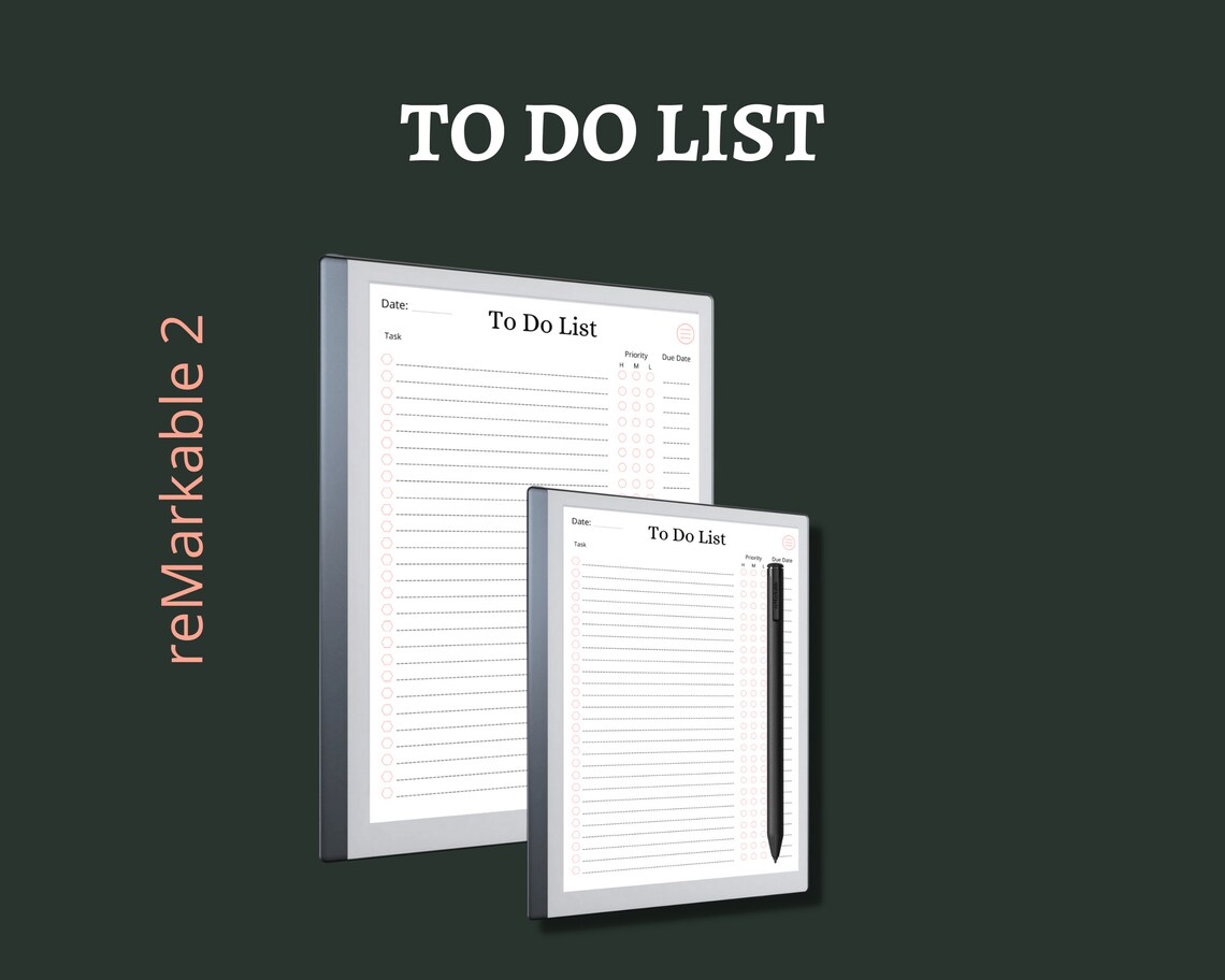 Remarkable 2 to Do List Template Instant Download Etsy Sweden