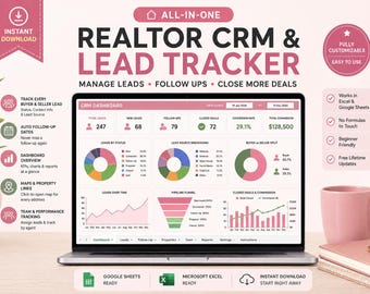 Realtor CRM Lead Tracker | Excel & Google Sheets (Digital Download)