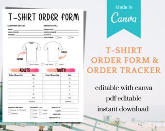 tshirt order form etsy