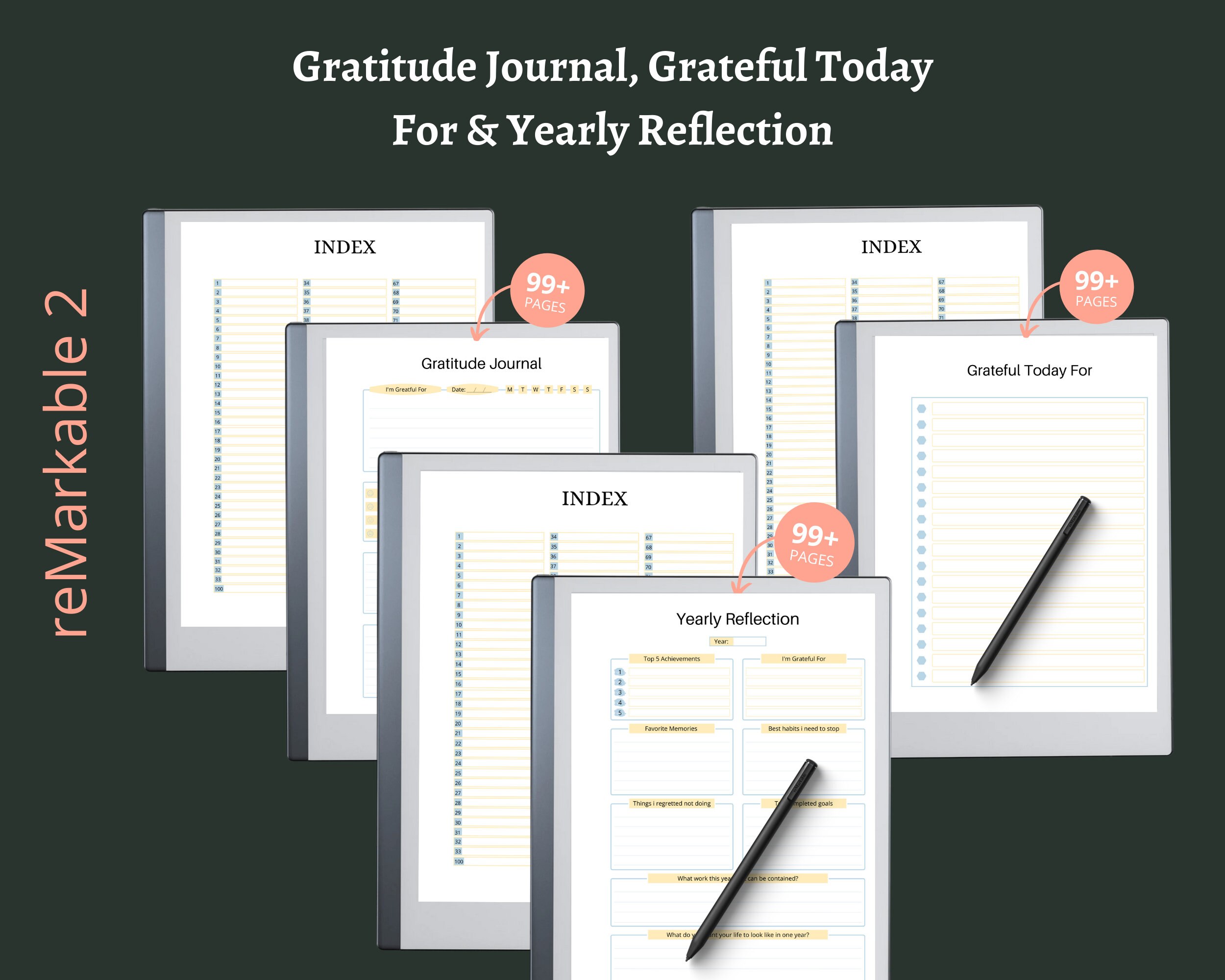Remarkable 2 Gratitude Journal Bundle 2023 Daily Reflection Etsy