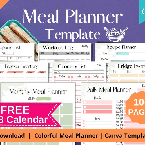 Weekly Meal Planner With Grocery List Fillable Household - Etsy
