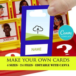 Aangepaste Guess Who-sjabloon bewerkbaar | Afdrukbare Guess Who-spelsjabloon | Bewerkbare Guess Who-afdrukbare kaart |  Raad eens wie winkelwagen bewerkbaar is