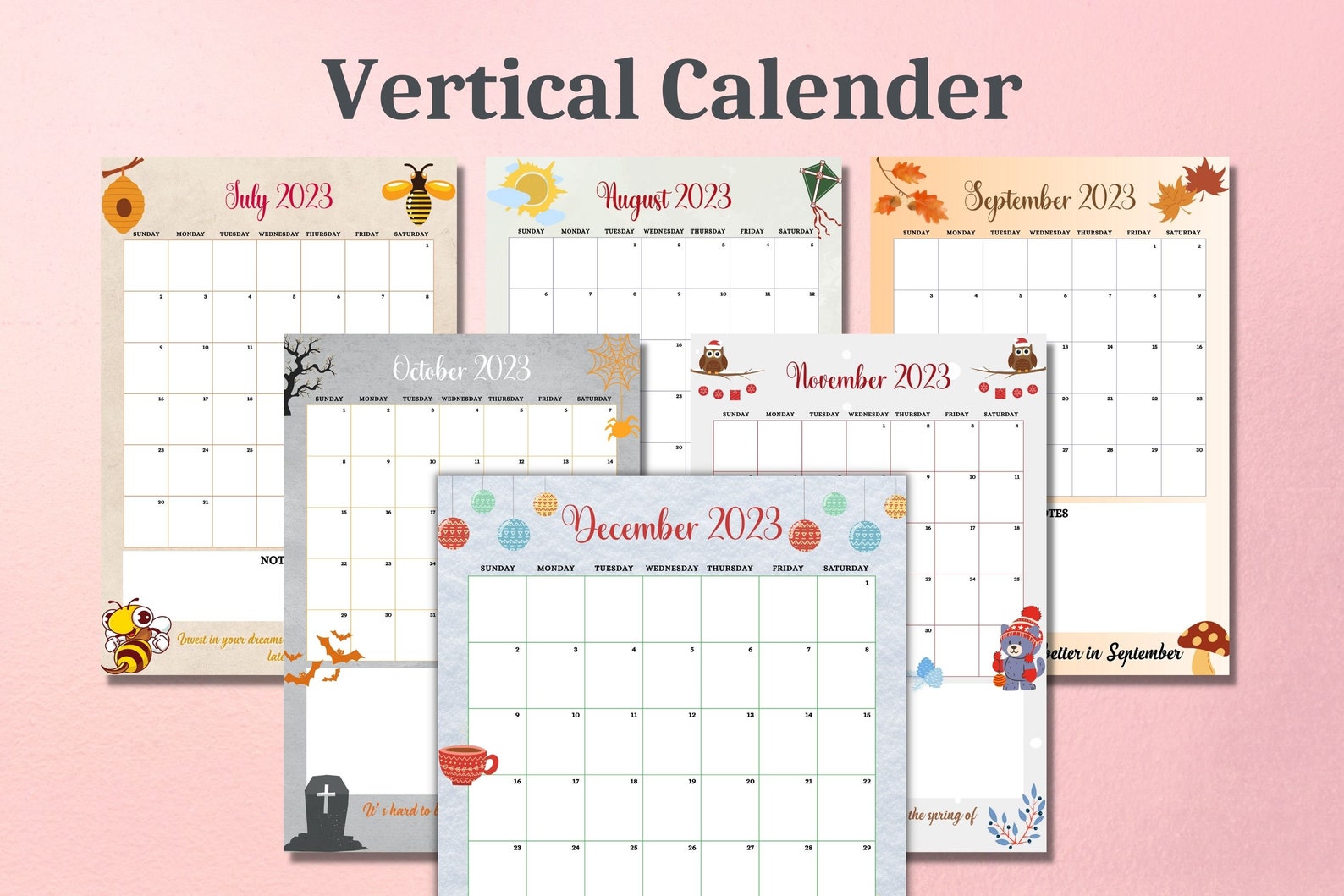12 Monthly Editable Calendar Monthly Calendar Bundle 2023 Etsy