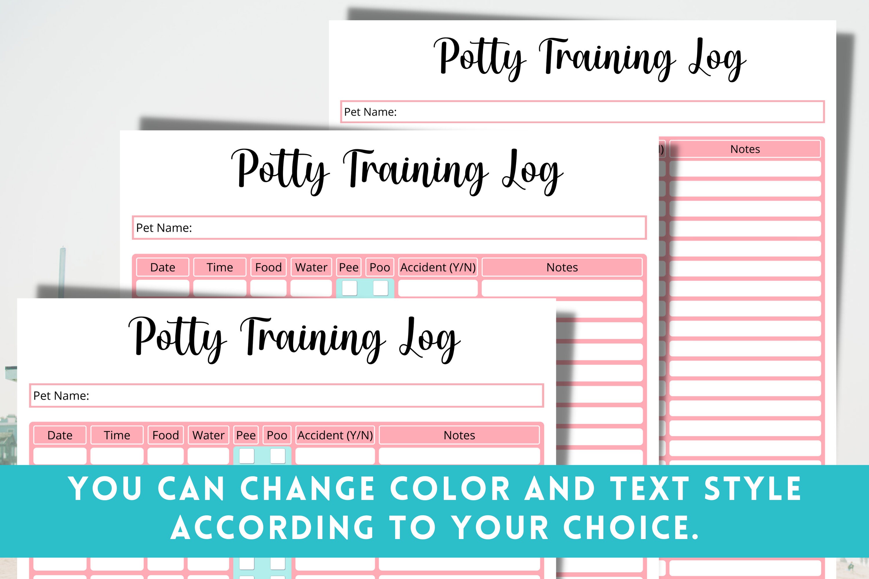 Potty Training Log Printable Template Puppy Training Log Pet Etsy