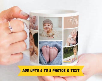 Personalized Photo Collage Mug, Custom 11oz Coffee Mug, Gift for Mom