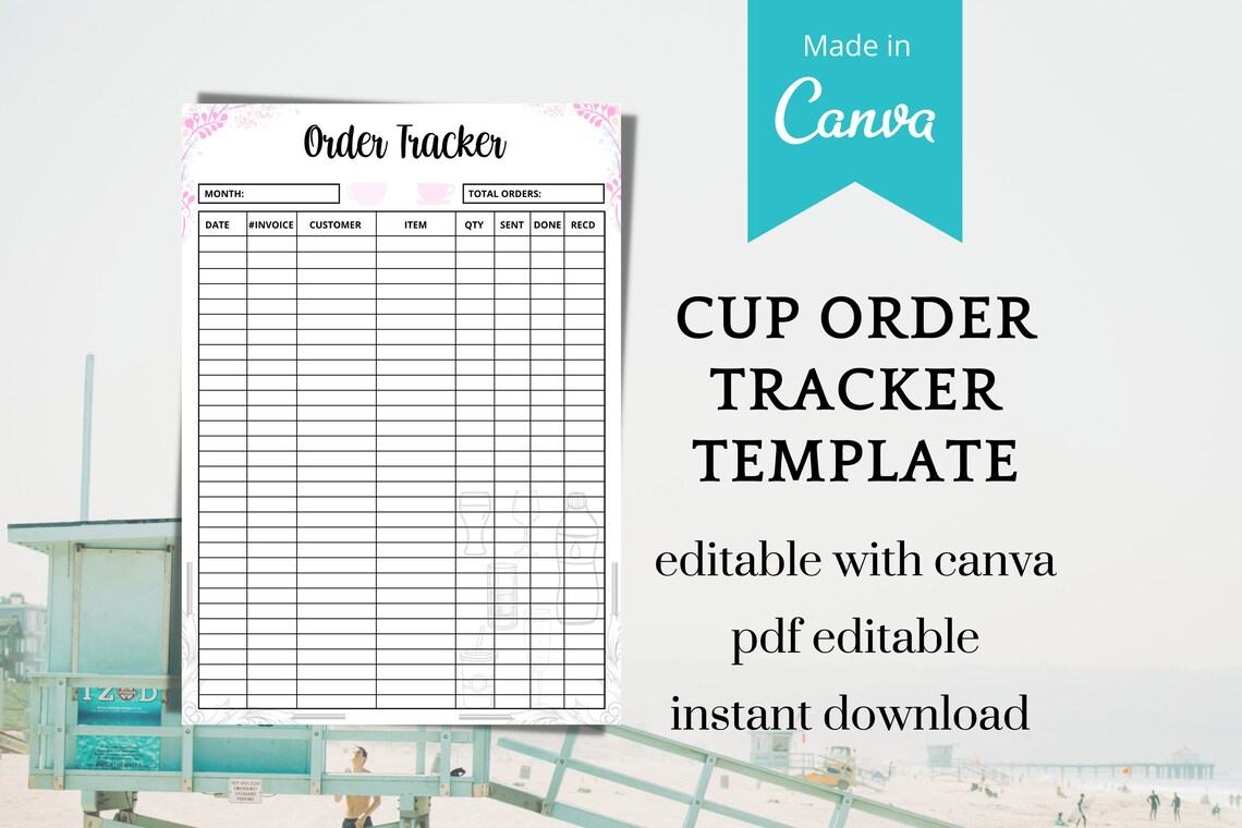 Tumbler / Cup Order Form Order Tracker Editable Text PDF/ Etsy