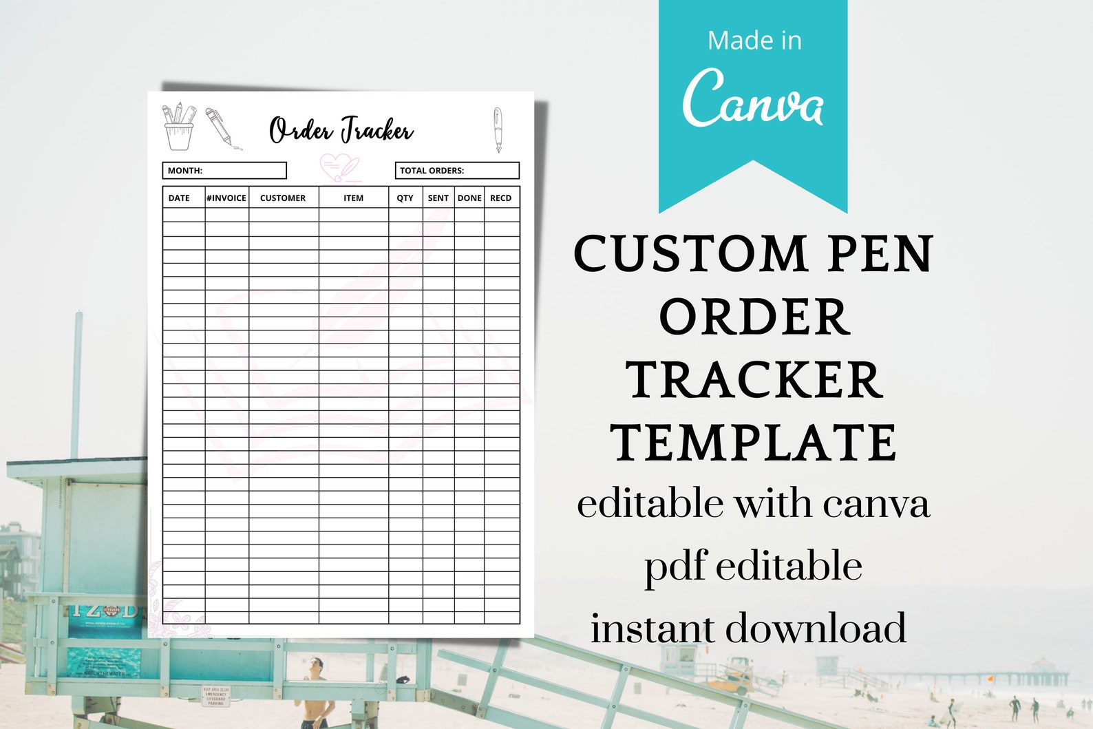 Custom Pen Order Form Order tracker Editable Text PDF / Etsy