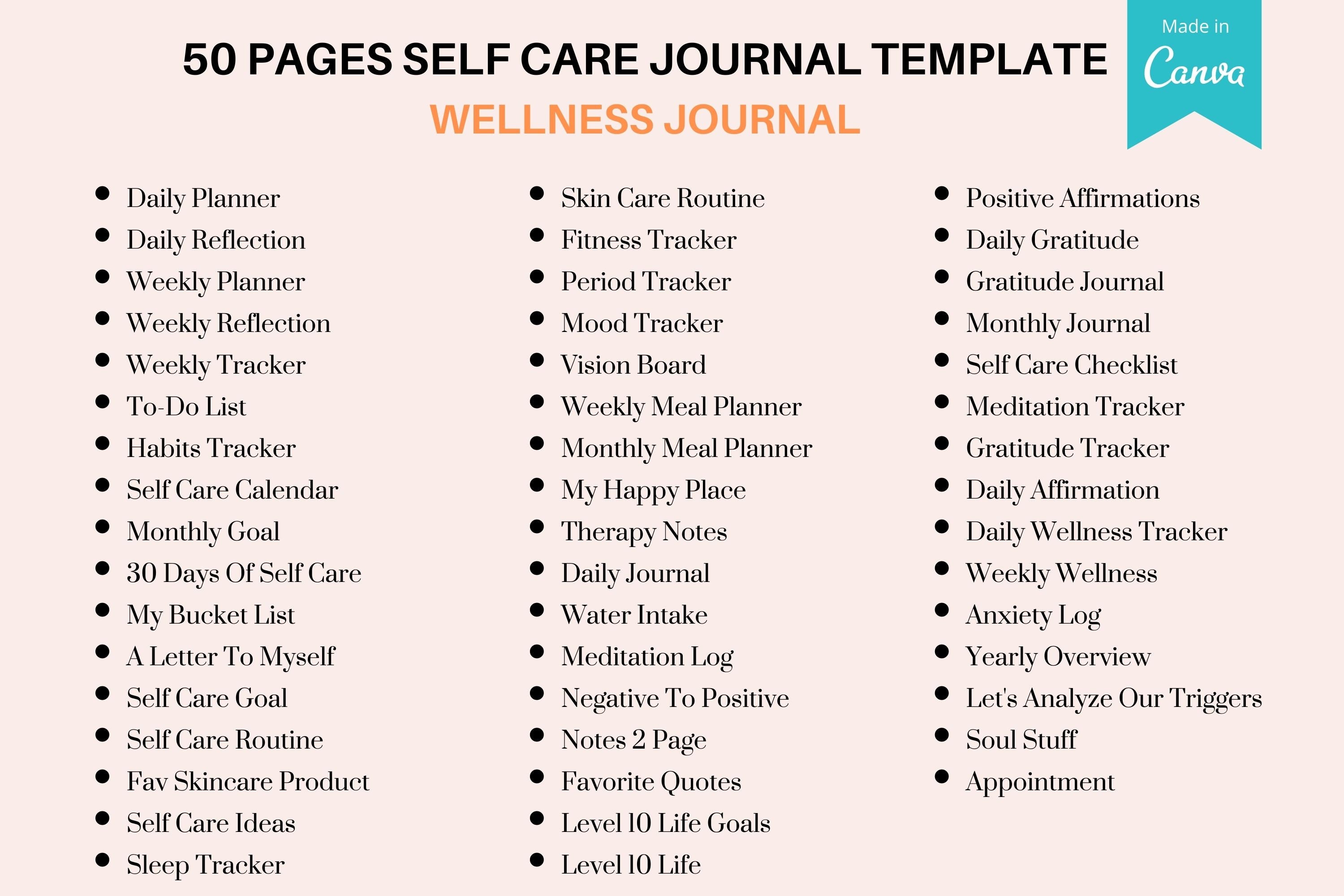 Self Care Journal Template Wellness Journal Gratitude Etsy Self Care Journal Template Wellness Journal Gratitude Etsy