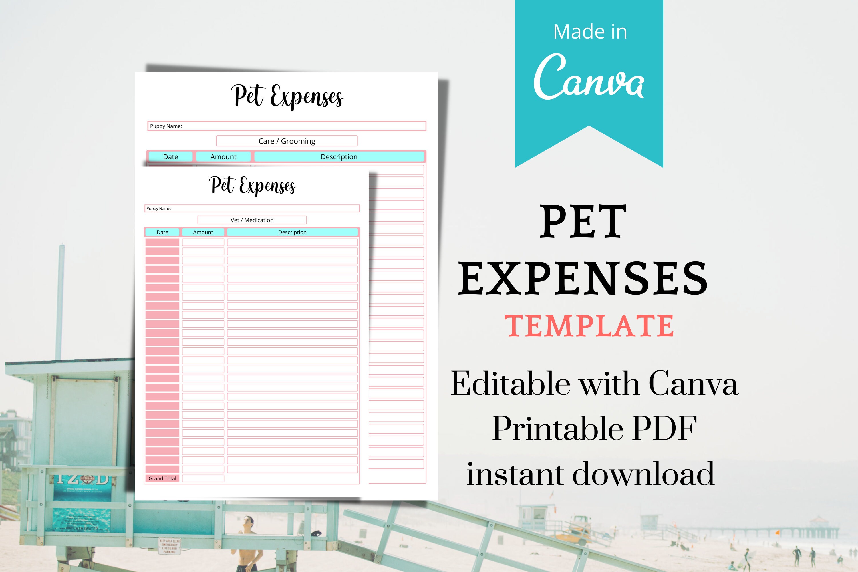 Pet Expenses Tracker Printable PDF Template Growth Tracker Etsy