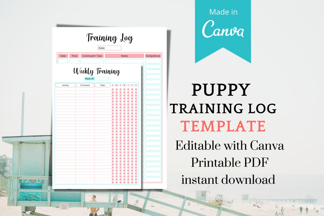 Puppy Training Log Printable Template Dog Training Log Dog Etsy