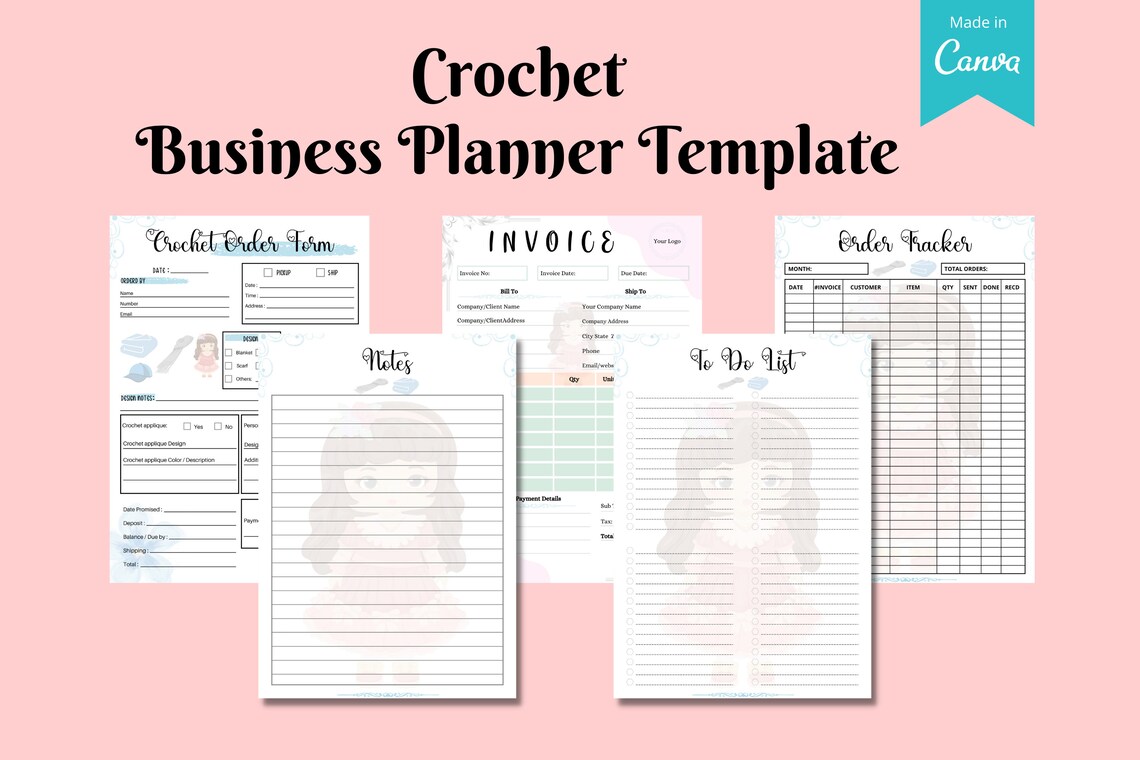 Crochet Business Planner Template Order Form Invoice Etsy