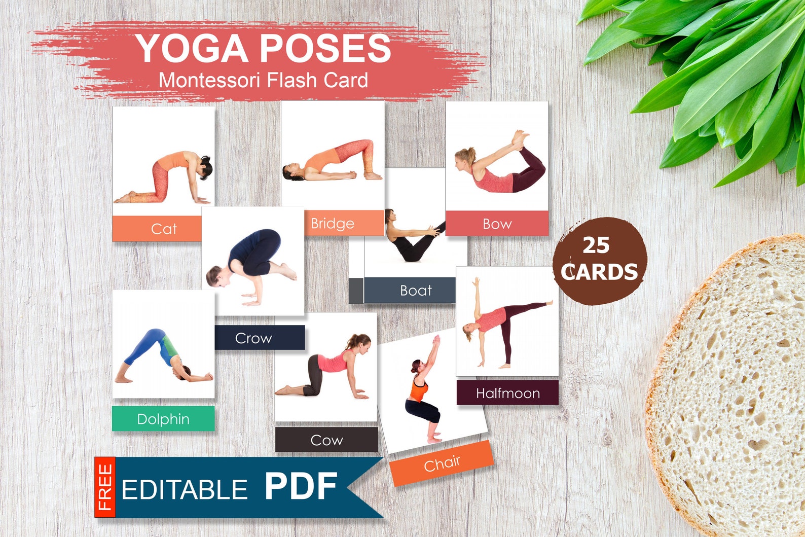Yoga Poses Montessori Cards Yoga Poses Flashcards Editable Etsy