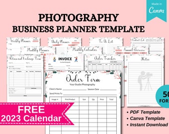 Photography Business Planner Template, Order form, Invoice, Tracker Etc. , Editable Text PDF, Editable with Canva, Printable Template