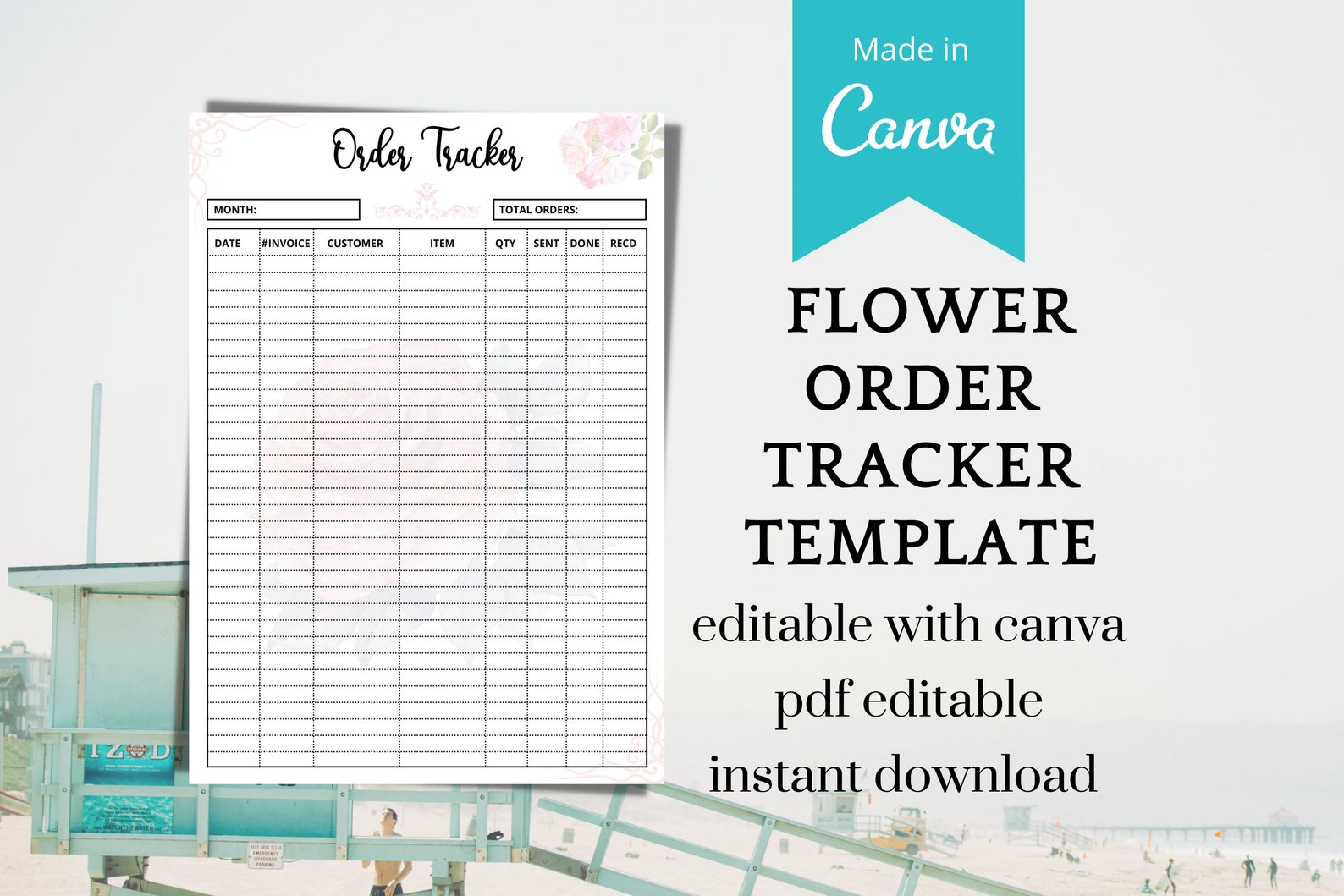 Flower Order Form Order Tracker Editable Text PDF/ Canva - Etsy Australia