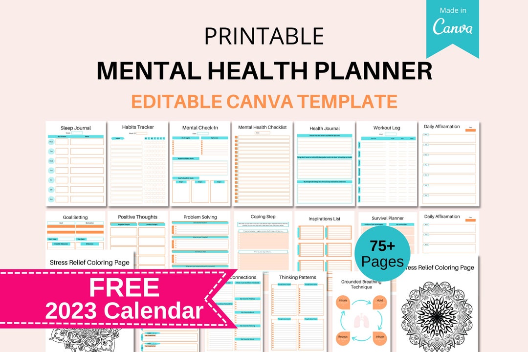 Mental Health Planner Editable Template Anxiety Tracker - Etsy Australia