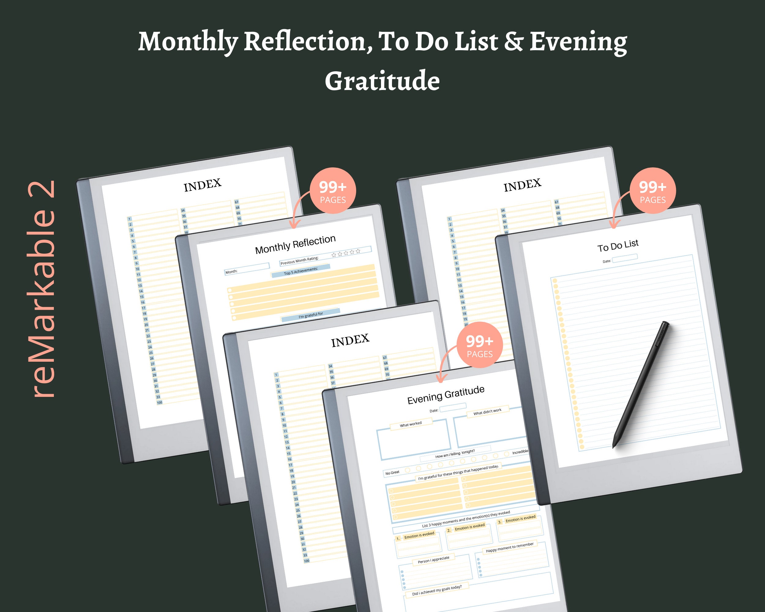 Remarkable 2 Gratitude Journal Bundle 2023 Daily Reflection Etsy