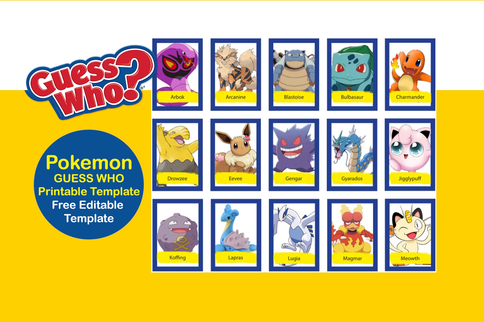 Pokemon Guess Who Template Printable Pokemon Editable Guess | Etsy