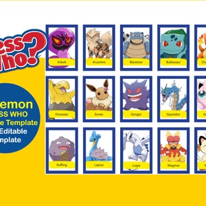 Pokemon Guess Who Template Printable Pokemon Editable Guess | Etsy