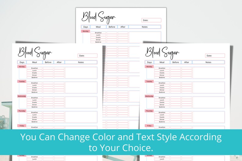Blood Sugar Printable Template Blood Sugar Journal Personal - Etsy