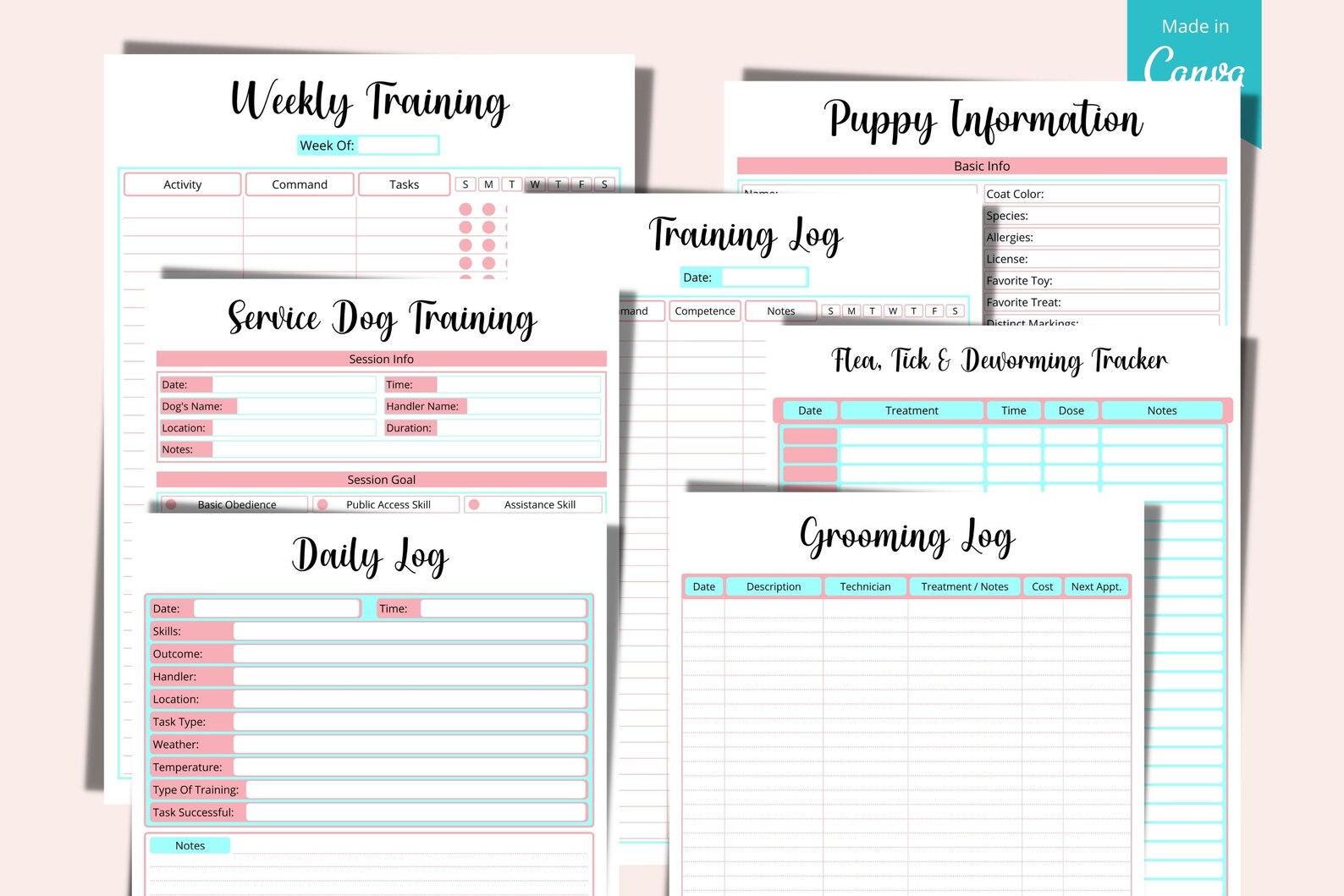 Dog Care Planner Printable Template Puppy Planner Pet Care - Etsy