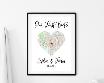 Personalised Where We Met | First Date | Engaged | Wedding Day | Location Print Map | Gift for an Anniversary - DIGITAL DOWNLOAD AVAILABLE