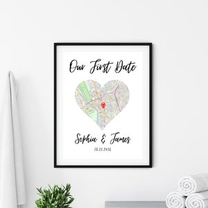 Carte imprimée personnalisée, cadeau parfait pour célébrer l'endroit où nous nous sommes rencontrés, notre premier rendez-vous amoureux ou le jour de notre mariage - TÉLÉCHARGEMENT NUMÉRIQUE DISPONIBLE