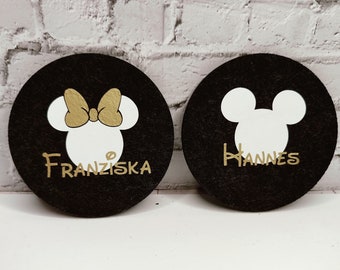 Mickey Mouse Coaster - Felt | Glass Coaster | Round | Handmade | Personalized