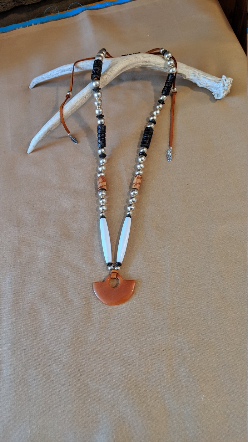 Unique Alaska long necklace with traditional Ulu stone Etsy