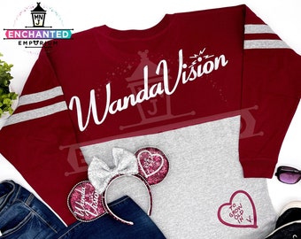 WandaVision Sitcom Marvel Avenger Campus Wanda Maximoff Vision Scarlet Witch Disney Inspired Disneyland Disney World Jersey Shirt