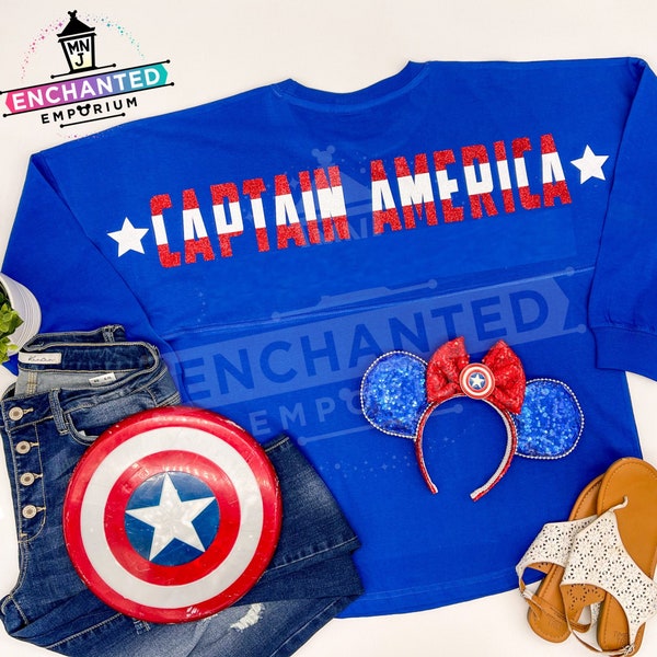 Captain America Inspired Marvel Avenger Jersey Shirt for Disneyland Walt Disney World, Captain America Avengers Campus Endgame Jersey